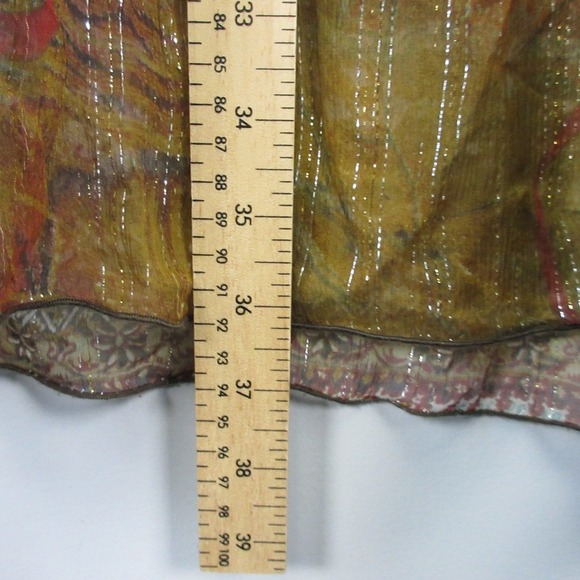 Cartise 8 Silk Metallic Maxi Skirt 8 Y2k Gold Brown Abstract Boho Whimsical 104 - Picture 5 of 8